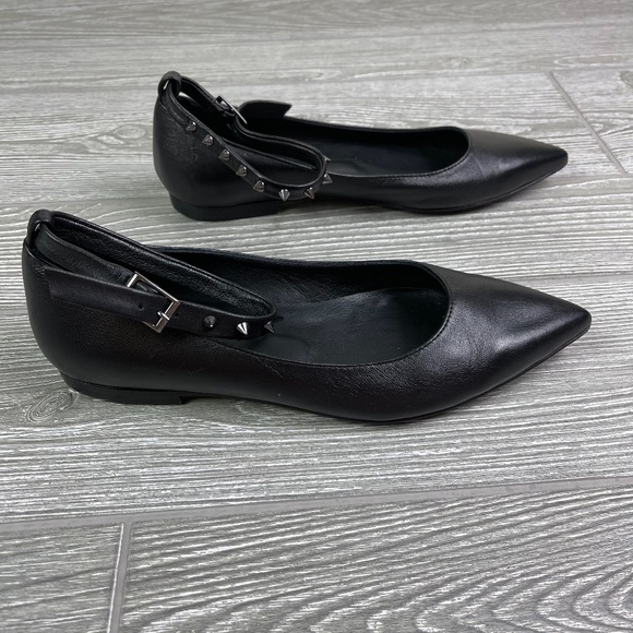 ANINE BING Spiked Ankle Wrap Point Toe Ballet Flat - Witchy Goth - Picture 5 of 8